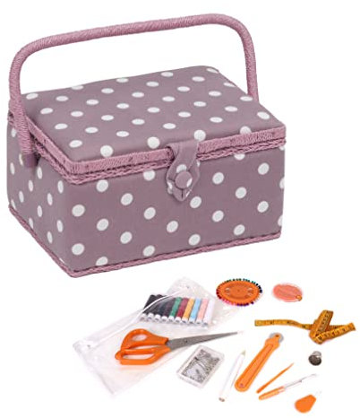 Hobby Gift Exclusiva caja de almacenamiento precargada para manualidades con kit de costura de 94 piezas incluido, punto malva, mediano, MRM121F