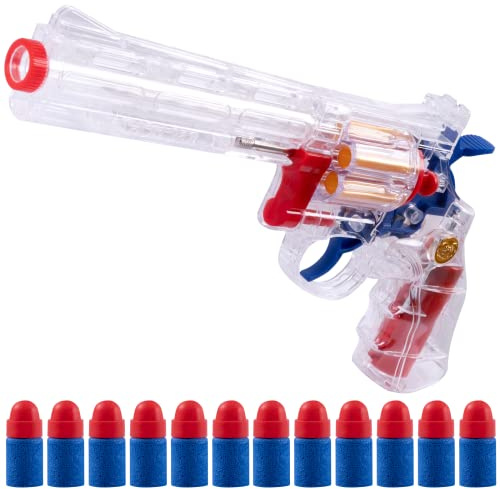 FESVASDEE Clear Housing Toy Revolver Foam Blaster with Elite Soft Foam Darts for Nerf Guns Toys Gun Set for Kids Ages 5 6 7 8 Large