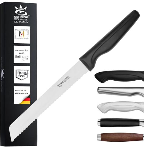GEHRING SOLINGEN Brotmesser Konfigurator - WAVE | rostfreies, eisgehärtetes & scharfes Messer, Made in Germany 20 cm Klingenlänge | Serie WAVE