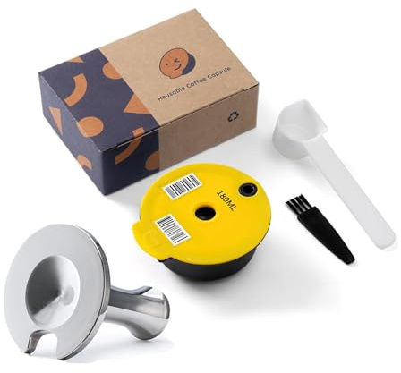 HAILASRE Pods Tas simo réutilisables 180ml PP Plastique Filtre à capsules de café rechargeables avec tamper en acier inoxydable pour machine Tas simo