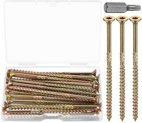 SZSLMY 20 Pcs Screws for Wood Screws Assortment Kit, M5x90mm Chipboard Screws, Double Countersunk Head Screws, Flat Head Self Tapping Screws, Multi Purpose Screws for Concrete Drywall Screws