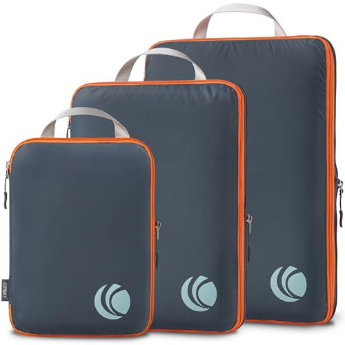 Cipway Kompression Koffer Organizer Set für Rucksack ，Ultraleichte Packtaschen Compression Packing Cubes Packwürfel Kofferorganizer Packtaschen Kleidertaschen für Reiseorganizer(grau, 3 Stück)