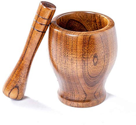 Mortier Pilon Ensemble Pilon et Mortier, Bois Naturel, Mortier à Épices en Bois Tasse de Broyage Broyeur à Épices Broyeur Mortier à Épices avec Pilon