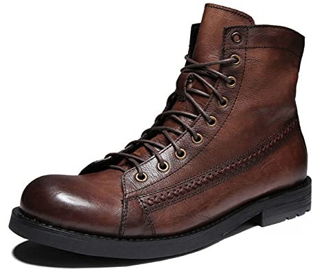 MlYJmer Botas de Hombre Biker Botas Motocicleta Botas Casual Botines Chukka Botas,Marrón,42 EU