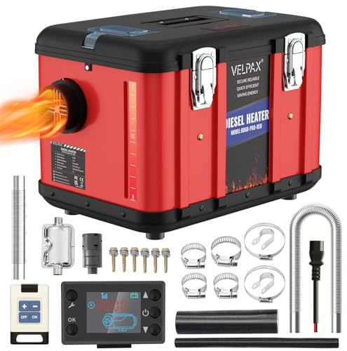 VELPAX Diesel Luftheizung All in One 8KW Dieselheizung,mit Fernbedienung & LCD-Schalterdisplay 12V & 110-240V Tragbare Dieselheizung für LKW Schnelles Aufheizen Bus,usw,RV Boote
