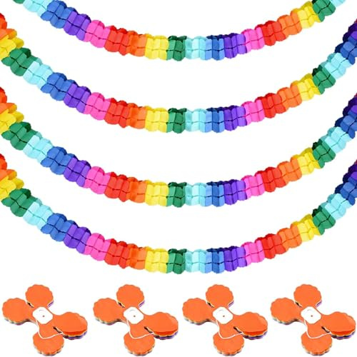 KIMHOME Confezione da 8 ghirlande colorate a quadrifoglio, con stelle filanti arcobaleno per San Patrizio, matrimoni, decorazioni per feste di compleanno, vacanze e decorazioni natalizie per la casa