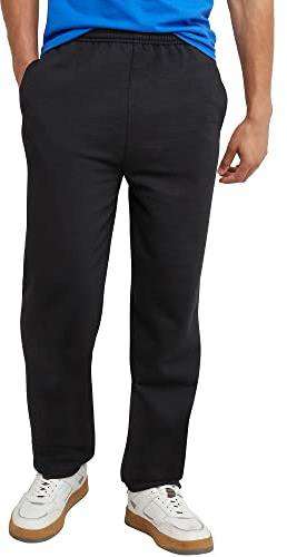 Hanes Men's EcoSmart Open Leg Pant with Pockets, black, XL