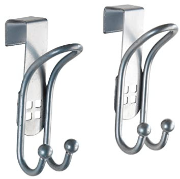 Wenko 22697100 gancio porta foro design set congelatore, Ganci appendiabiti, ganci da bagno, acciaio, argento, 6 x 3.2 x 9.5 cm