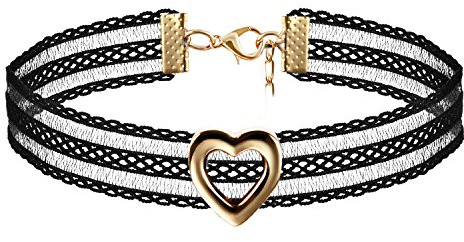 JewelryWe Schmuck Damen Choker Halskette, 18mm / 25mm / 35mm Breite Velvet Spitze Choker Kette Tattoo Punk Gothic Halsband, Schwarz