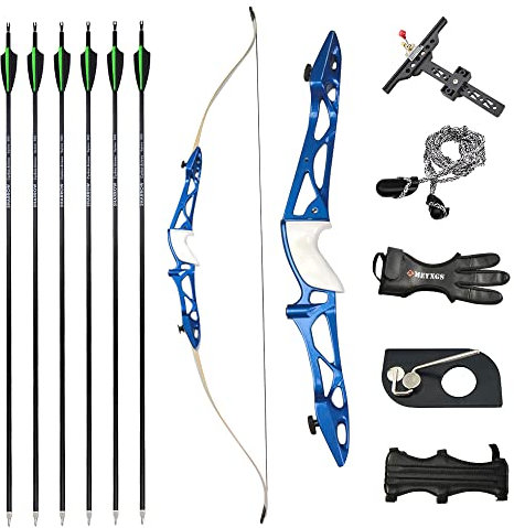Recurve Bogen 18 lbs Aluminiumlegierung Bogen Griff Hartes Spuer dünnes Holz Limbs Qualitativ Gut Bogensehnen mit Instrument für Bogensehnen Montierung(70 Zoll)