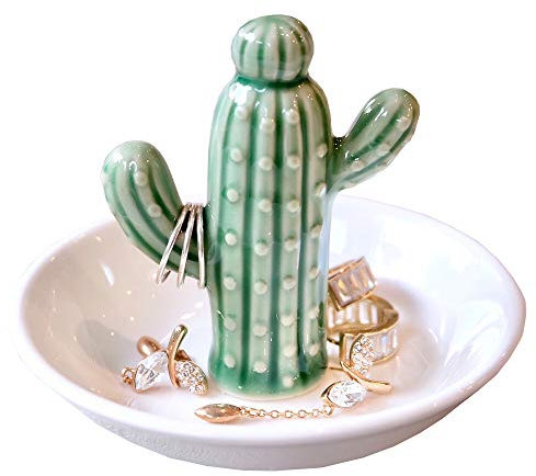 PUDDING CABIN Cactus Gifts for Women Christmas, Cactus Ring Holder Dish, Birthday Gifts for Women Thanksgiving Xmas Valentine's Day, Decorative Cactus Decor, Home Decor