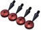 PrecisionGeek M6 Speaker Spikes & Red Pads Set – Black Aluminium Isolation Feet with Slim Red Floor Protectors for HiFi Speakers, Soundbars, Audio Racks, Turntables, Cabinets – Set of 4