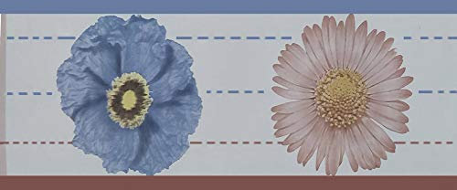 Dundee Deco BD2087 Tapeten Bordüre mit Blumenmuster, Tapetenbordüre Retro-Design, 10 m x 10 cm, Beige/Braun