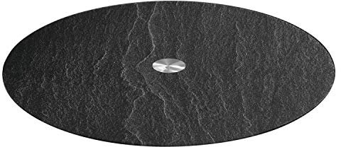 Leonardo Turn Tortenplatte, drehbarer Kuchen teller mit Fuß, Glasplatte für Gebäck, schwarze Schieferoptik, Servier-Platte Ø 32,5 cm, Glas, 018700