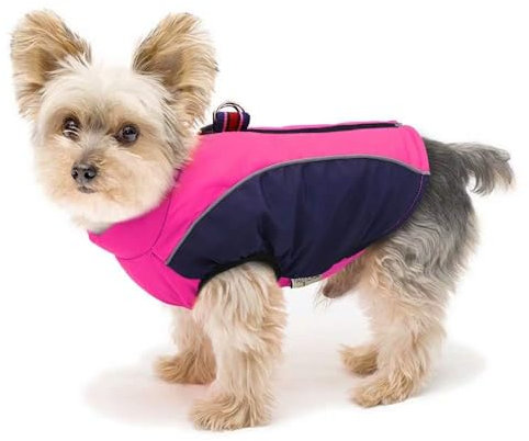 Didog Warmer Hundemantel für kleine Hunde und Katzen, mit Fleece gefüttert, reflektierende Hundejacke für kaltes Wetter, Sportweste mit Reißverschluss und Leinen-Ring zum Spazierengehen, Wandern, Rose