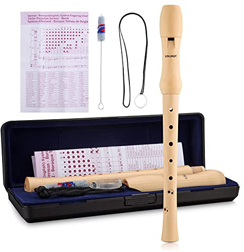 Flûte à bec baroque à 8 trous, enregistreur soprano en do fabriqué en bois d'érable avec étui de rangement, tableau des doigts et tige de nettoyage pour enfants et adultes débutants