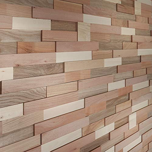 Decopano 3D Natural Wood Wall Panels - Decorative Wood Panels for Living Room, Bedroom, Dining & Kitchen Walls - 3D Wall Panels - Mosaic