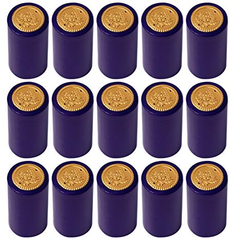 NUOBESTY 150Pcs Heat Shrink Wine Bottle Sealing Film Caps Disposable Shrink Sleeve Covers for Home Brewing and Wine Bottling Blue