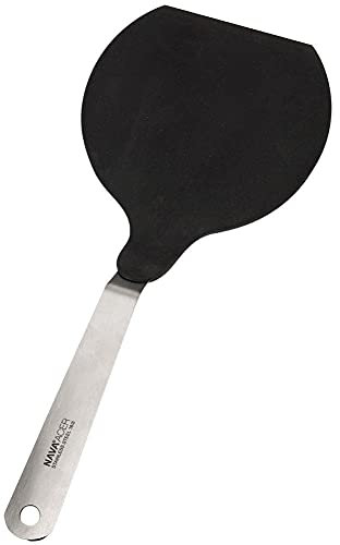 NAVA Spatule | 16,5 cm | Spatule large pour crêpes, omelettes, œufs au plat, Noir/Argent