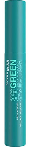 Maybelline New York Wimperntusche für mehr Volumen und Länge, Vegane Formel mit natürlichen Inhaltsstoffen, Green Edition Mega Mascara, Nr.01 Black