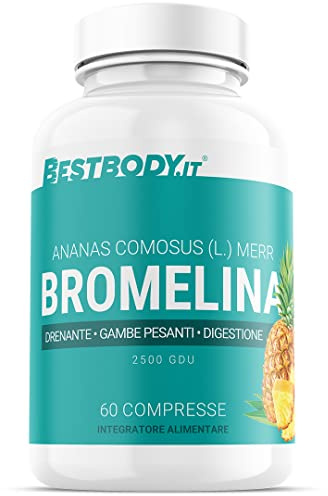 Bromelina 500mg 2500 GDU - Per Gambe Pesanti, Digestione e Drenante - 60 compresse con 500mg di principio attivo