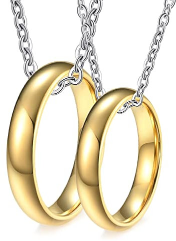 ANAZOZ Partner Ketten für Sie und Ihn, Ringe Wolfram Partnerringe Polierter Goldring Breit 4mm