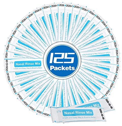 Snykes 2.7g*125 Packets Neti Pot Salt, Sinus Rinse Salt for Neti Pots, Individually Wrapped Nasal Rinse Salt, Sinus Relief Rinse Kit for Adult & Kid