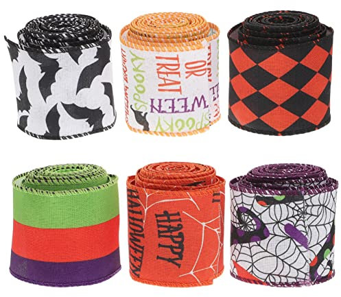 BESTonZON 6rollen Halloween-dekorationsbänder Kreative Geschenkverpackungsbänder Hochwertigem Für -projekte Und Breit Yards