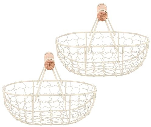 UPKOCH 2stücke Teiliges Vintage Aufbewahrungskorb Für Obst Und Brot Multifunktionale Küchendekoration Für Snacks Und Eier Tisch-organizer Cremefarben