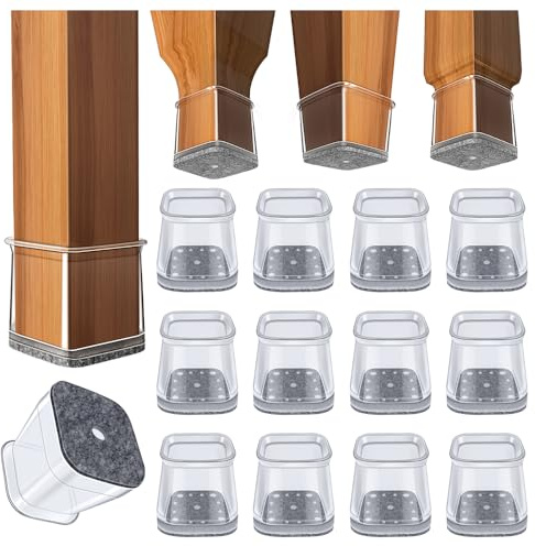 GICUNK 32Pcs Chair Leg Floor Protectors, Square Floor Protectors For Furniture Legs, Furniture Sliders, Silicone Chair Leg Caps For Protecting Hardwood Floors(Large Fit:26-39mm)