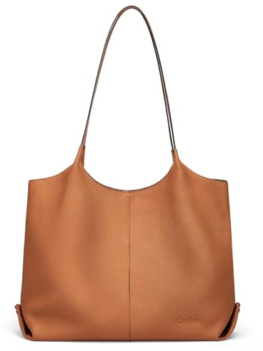 Cnoles Damen Shopper Leder Tote Bag Handtasche Groß Damen Schultertasche für Büro Schule Einkauf