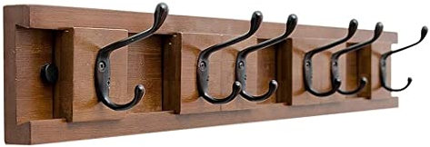 LeGDOr Wandhaken, Garderobenhaken, Wandgarderobe, antiker Holzbrett-Garderobenständer, handgefertigter Gusseisenhaken, Schwarze Haken (3–8 Haken), Garderobenständer, Garderobenhaken