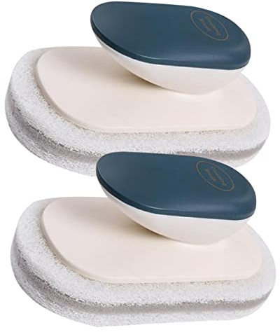 Gatuida 2pcs Sponge Scrubbers with Handle Ergonomic Kitchen and Bathroom Cleaning Brushes for Dishes Pots and Pans Super Absorbent Scrubbing Tool Dark