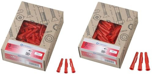 Metafranc Universaldübel - Ø 6 mm & 8 mm - 300 Stück im praktischen Set - Made in Germany - Universaldübel für Befestigungen in Voll- & Hohlbaustoffen - Rot