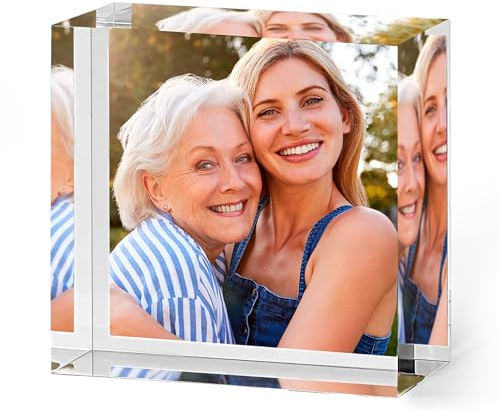 ArtPix 3D Acrylic Personalized Mothers Day Gifts for Mom, Custom UV Photo Print Block, Unique Customized Gifts for Women, Wife, Man, Grandma, Glass Picture Gift With Your Own Photo (2 x 2 inch)