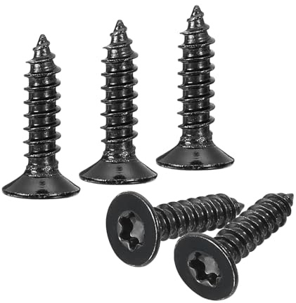 QUARKZMAN 50 Stück Flachkopf Torx Schrauben, M5 x 20mm Torx Holzschrauben, 304 Edelstahl Senkkopfschrauben, Selbstschneidend, Passend für T25 Bit, für Holz, Zäune, Terrassen (Schwarz)