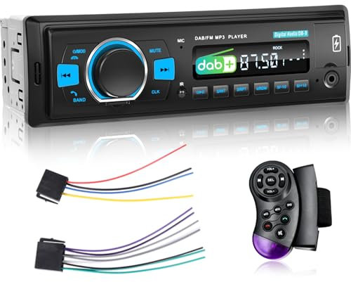 Radio mit Bluetooth DAB Plus - DAB Autoradio mit FM Radio und EQ, Autoradio 1 Din Unterstützung SWC, USB/AUX/TF/SD Eingang + Fernbedienung