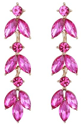 EVER FAITH Leaf Drop Earrings for Women Sparkly Rhinestone Crystal Floral Leaves Dangle Chandelier Earrings for Wedding Party