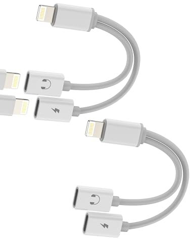Adattatore Jack doppio lightning cuffie Caricatore (2 Pack)accessori Cavo Aux per Apple Cavo audio auricolari Adattatore per iPad per iPhone 14 13 12 Pro Ricarica headphone autoradio Connettore ip-BFX