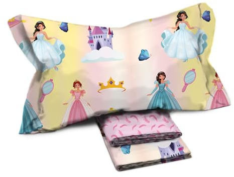 Novia - Completo di Lenzuola Letto Singolo per bambine e ragazze - Linea Fantasy variante Principesse. Materiale 100% Cotone, confortevole e piacevole sulla pelle