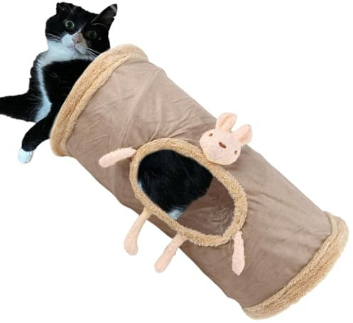 Katzentunnel für drinnen und draußen, bequem, große Tunnel, interaktives Fleece, Katzentunnel, vielseitig einsetzbar, für den Innenbereich, 19,69 x 9,84 cm, für Kittens, Verschlüsse, Welpen