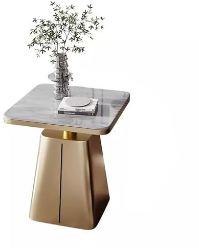 CZAOERXB Moderner quadratischer Couchtisch für das Wohnzimmer, Gold und Grau, 50 cm, Sofa-Beistelltisch für das Wohnzimmer, stilvoller und funktionaler Couchtisch für das Wohnzimmer