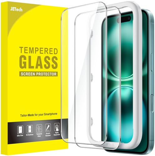 JETech Screen Protector for iPhone 16 Plus, 2-Pack | 9H Tempered Glass, HD Clear, Anti-Scratch Protection, Easy Installation Tool
