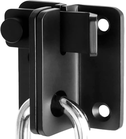 Gate Lock, Heavy Duty Stainless Steel Flip Gate Latch for Wooden Gates, Secure Shed Lock & Bolt Lock for Garden Shed, Barn, Cabinet, Garage, Pet Cage - Matte Black