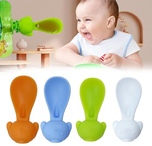 SIVZUMO Quetschies Löffel, 4 Pack Silikon Baby Quetschie Babylöffel Squeeze Feeder Löffelaufsatz für Quetschbeutel, Quetschie Löffel, 4 Farben