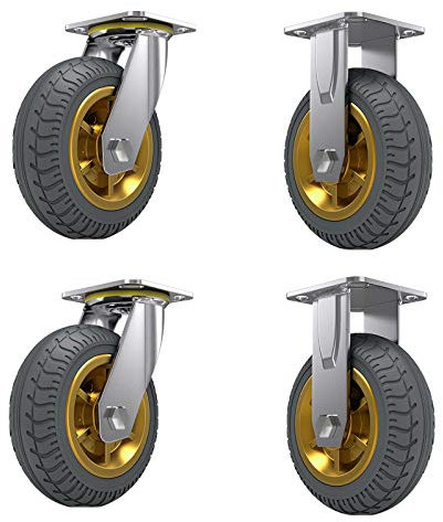 Ruote in Gomma Piena, Ruote Industriali, Ruote Girevoli per Carichi Pesanti con Freni, Ruote per Carrelli, Set da 4 Pezzi, Tipo per Esterni/Without Brake/150Mm/6In