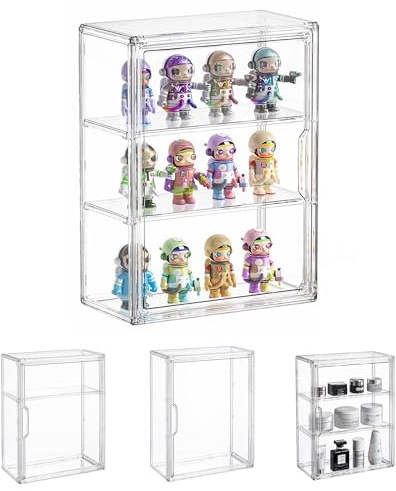 Dasellfa Vitrine Schaukasten Box Acryl Vitrine, Sammlervitrine mit Tür, Für Minifiguren, Figuren Vitrine Kleine, Action Figuren Spielzeug, Modellautos, Sammelfiguren (27*13*36CM)