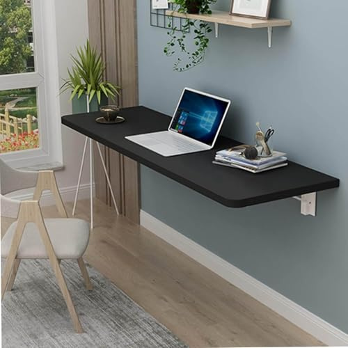 Generisch Wandklapptisch, an der Wand montierter Klapptisch, platzsparender klappbarer Schwebetisch für Zuhause, Schlafzimmer, Küche, Büro,Schwarz,40x30cm/16x12in