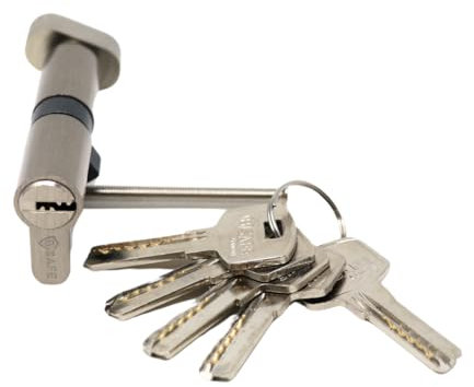 Serratura a cilindro con pomello da 70 mm – Serratura di sicurezza con protezione antiperforazione, 5 chiavi e vite – per porte interne ed esterne, chiavi chiavi chiavi e chiavi – adatto per molti