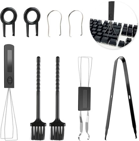 9 Piece Keycap Remover, Keycap Remover and Switch Puller Puller Keyboard Cleaning Set for Mechanical Keyboards, Universal Use for Computers and Electronics, Includes 2 Brushes